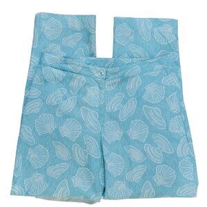 LILLY PULITZER Women's Light Blue Sea Shells Printed Pants Cotton Stretch Size 4